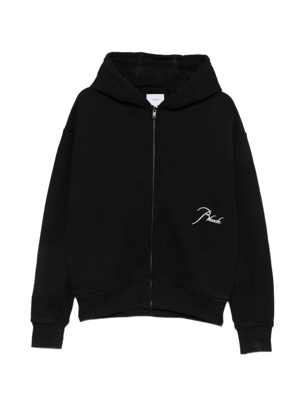 RHUDE logo-embroidered zip-up hoodie - Black