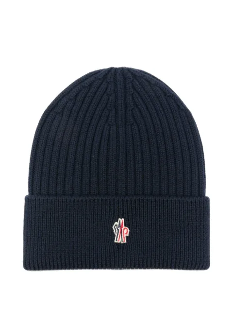 Moncler Grenoble logo-patch ribbed-knit beanie hat