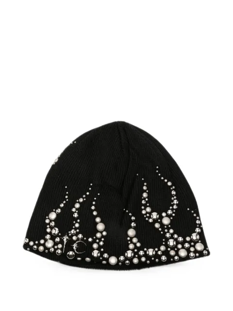 THUG CLUB stud-embellished logo-plaque beanie hat