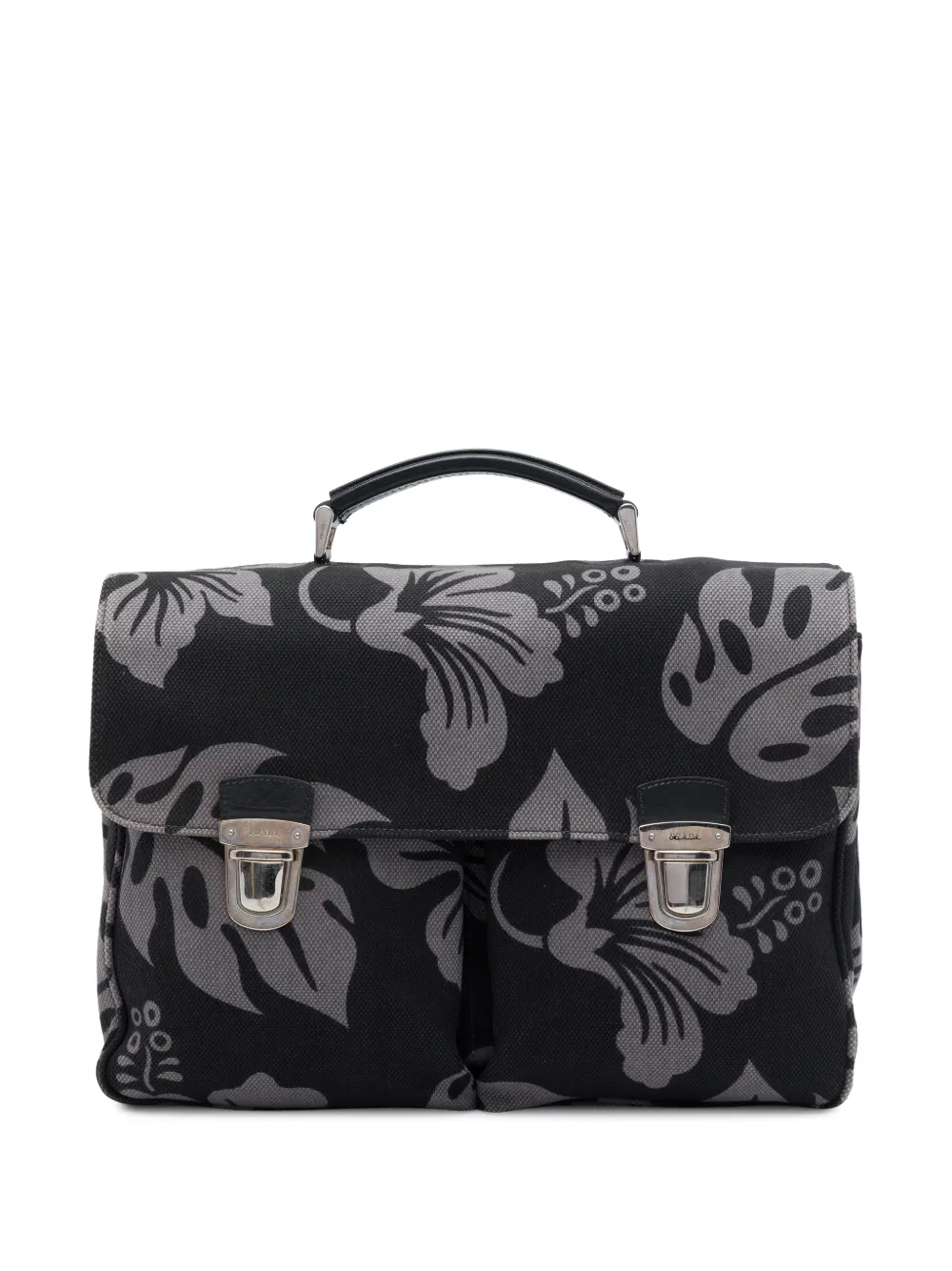 Prada Pre-Owned 2010-2026 Canvas Floral Print business bag - Grigio