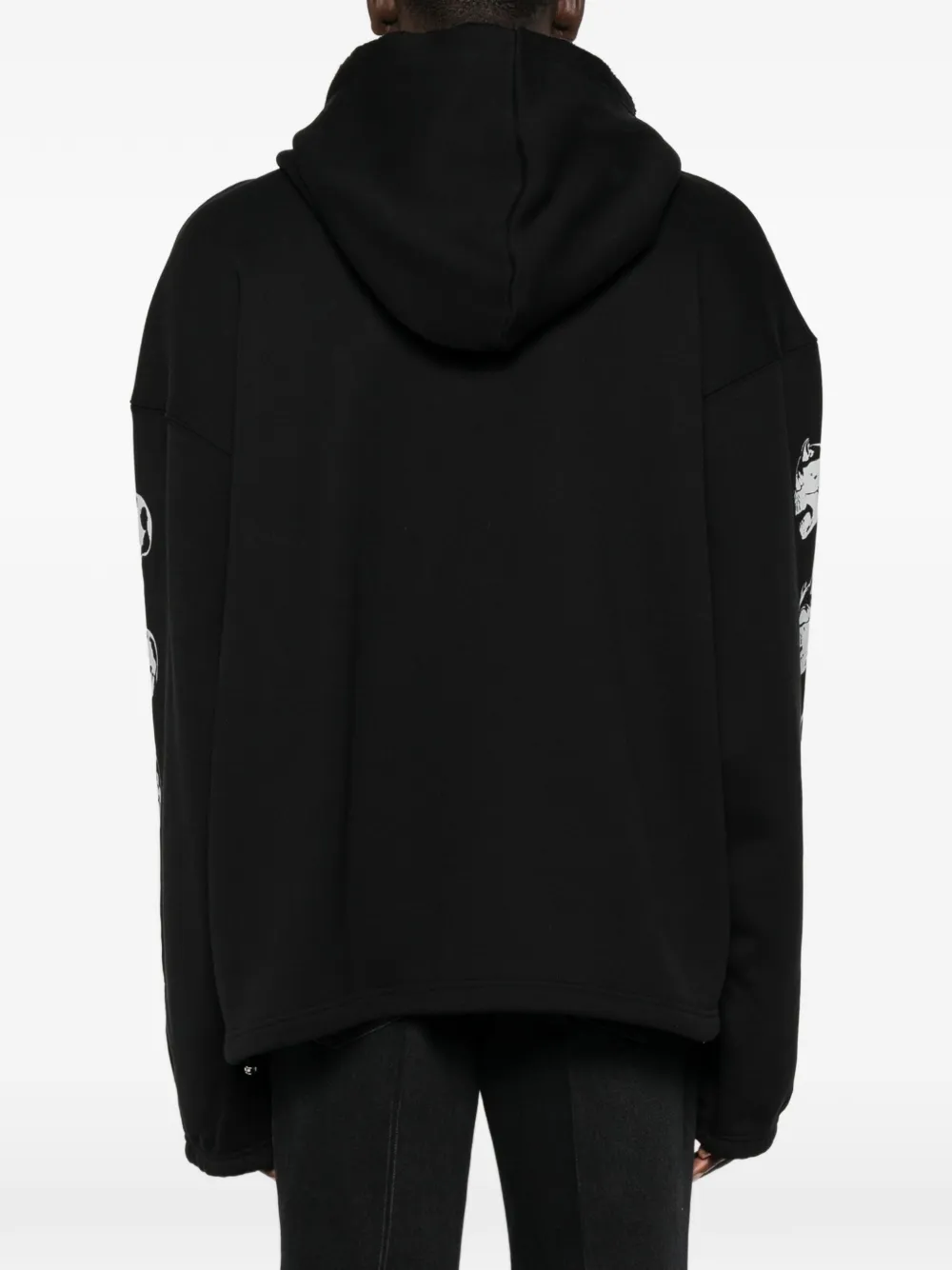 THUG CLUB Hoodie met drukknoop en grafische print Zwart