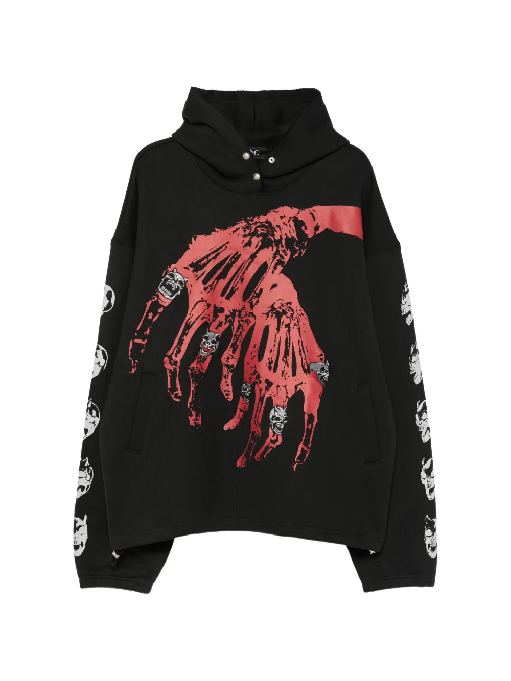 THUG CLUB graphic-print snap-button hoodie - Nero