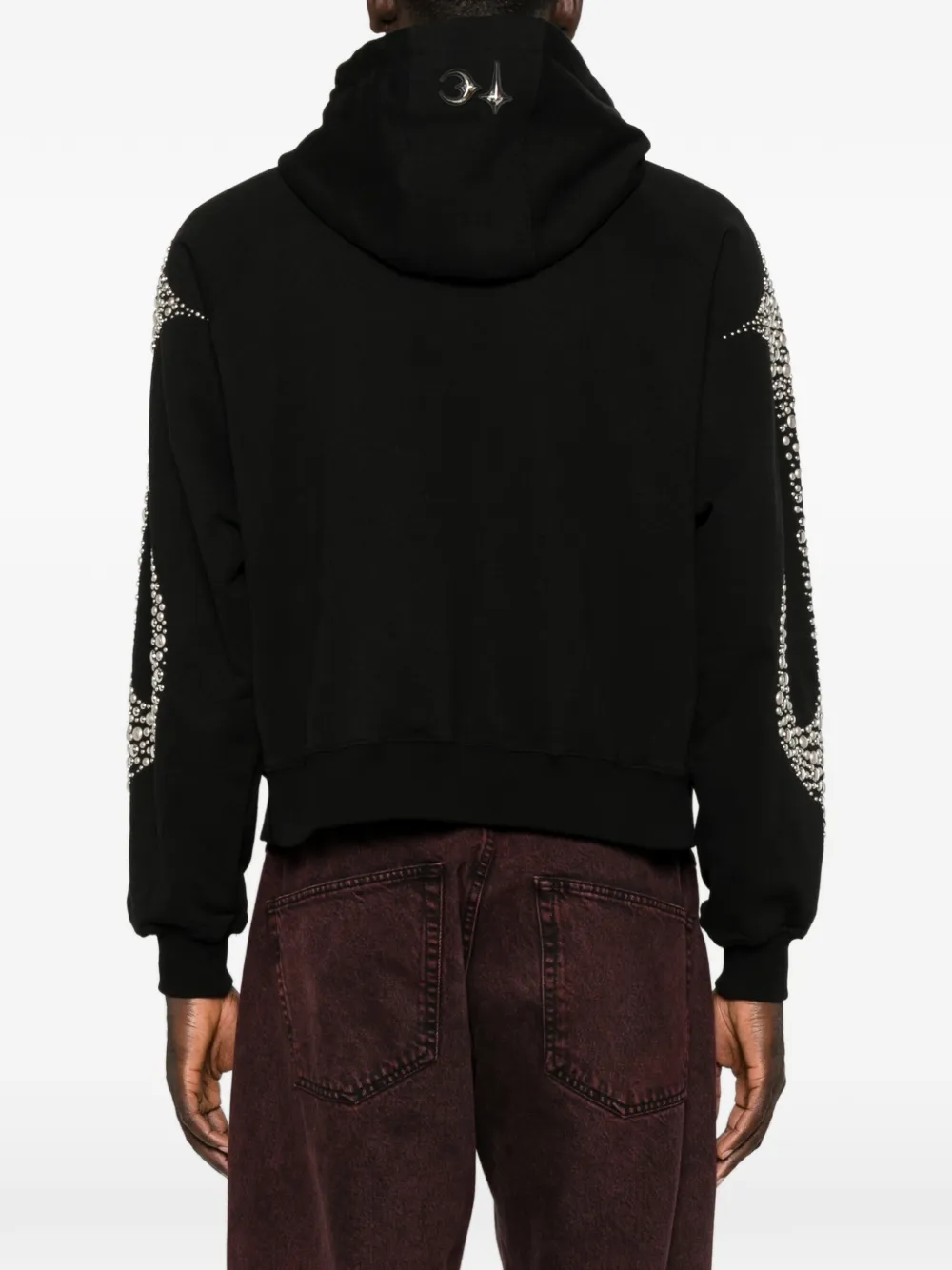 THUG CLUB Hoodie verfraaid met studs en rits Zwart