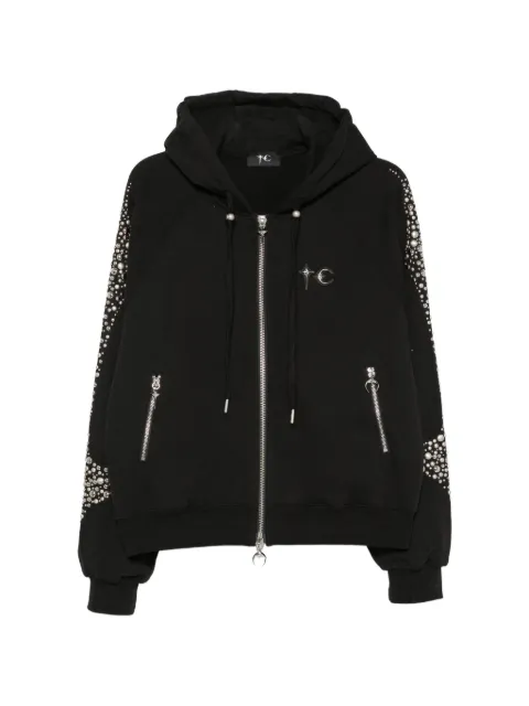 THUG CLUB stud-embellished zip-up hoodie