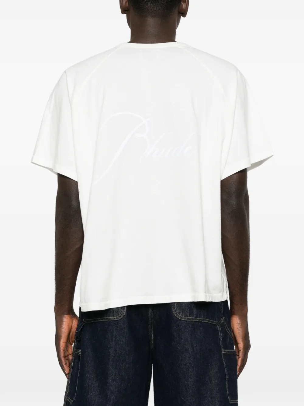 Rhude 로고 자수 래글런 티셔츠