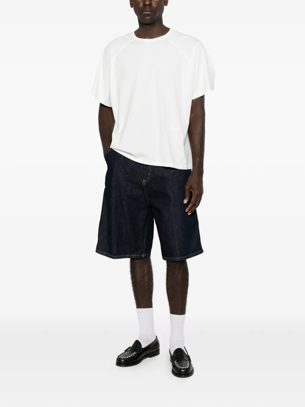 Rhude 로고 자수 래글런 티셔츠