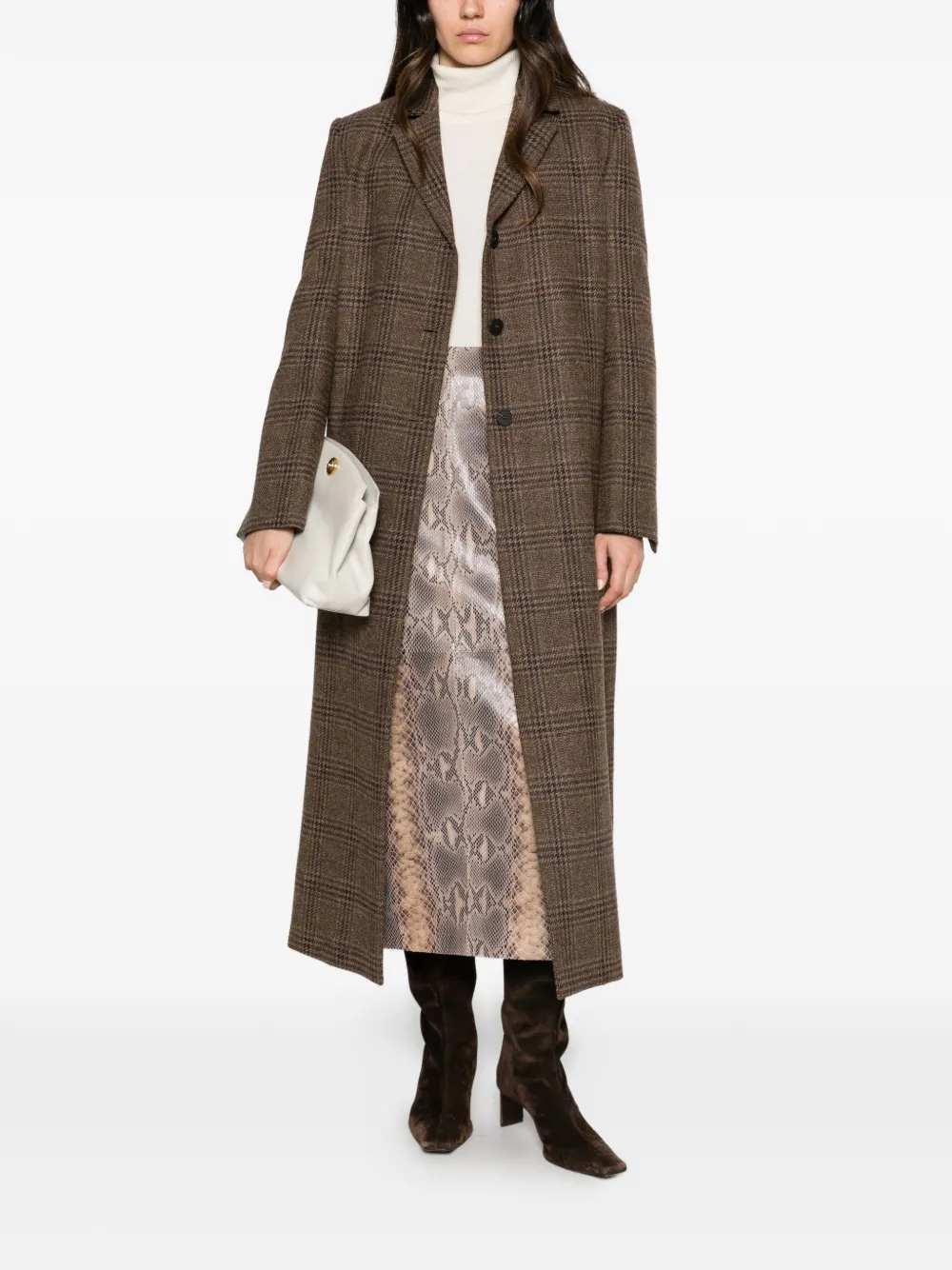 Cenere GB check-pattern single-breasted coat - Marrone