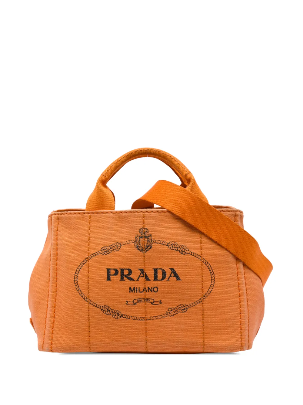 Prada Pre-Owned 2013-2026 Small Canvas Canapa Logo Tote satchel - Arancione