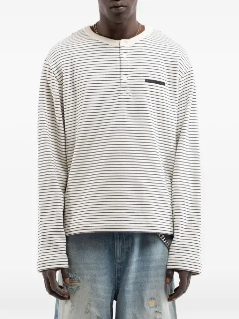 RETERNITY striped long-sleeve Henley shirt