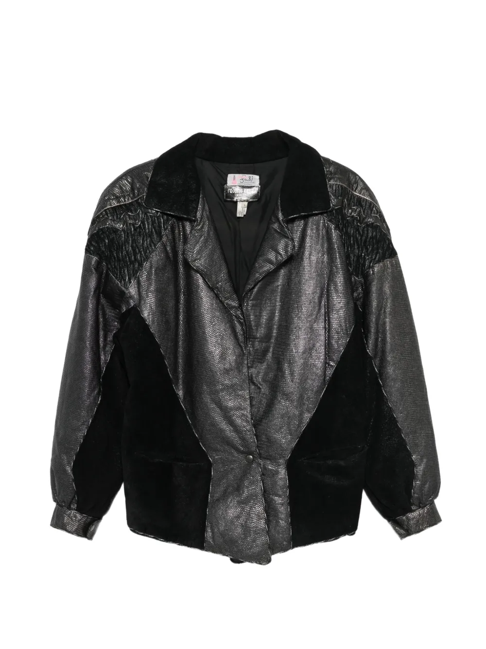 Roberto Cavalli Vintage 1980s snakeskin-effect leather jacket in Grey
