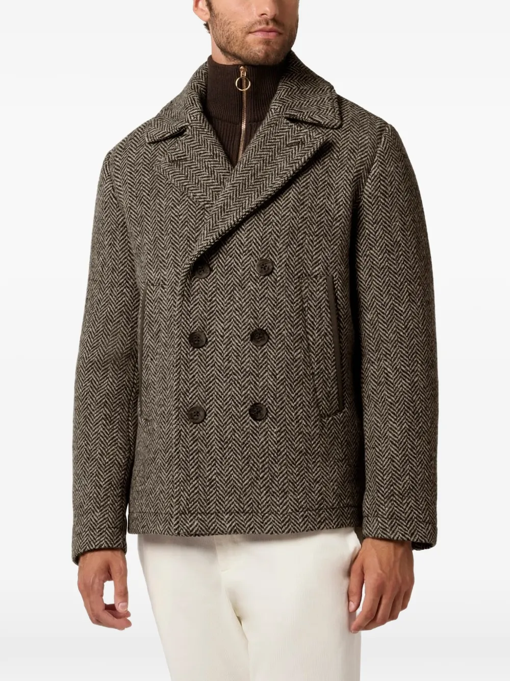 Paul & Shark Chevron wool peacoat Bruin