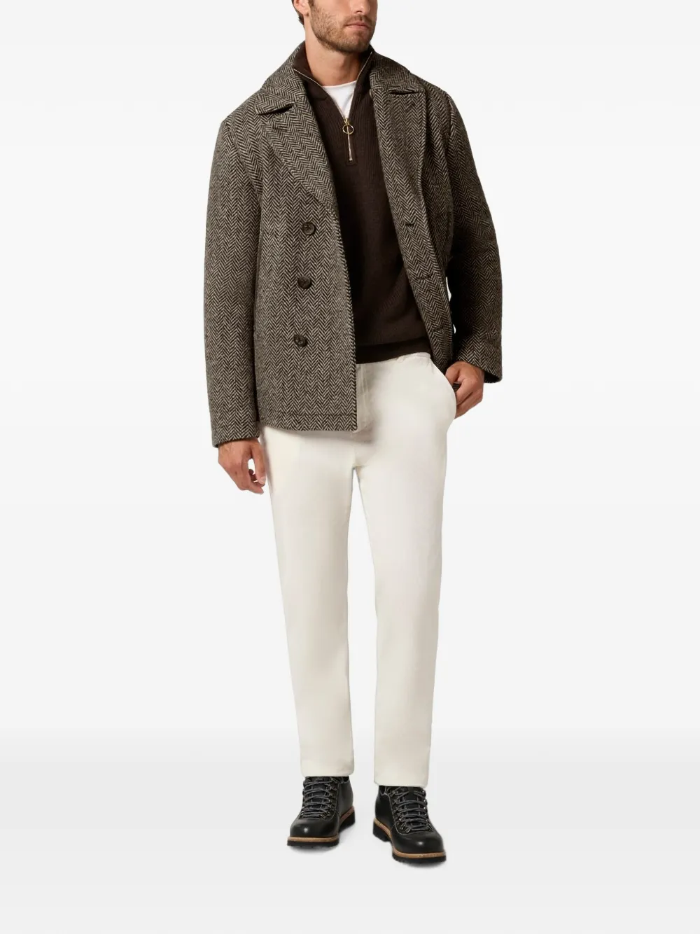 Paul & Shark Chevron wool peacoat Bruin