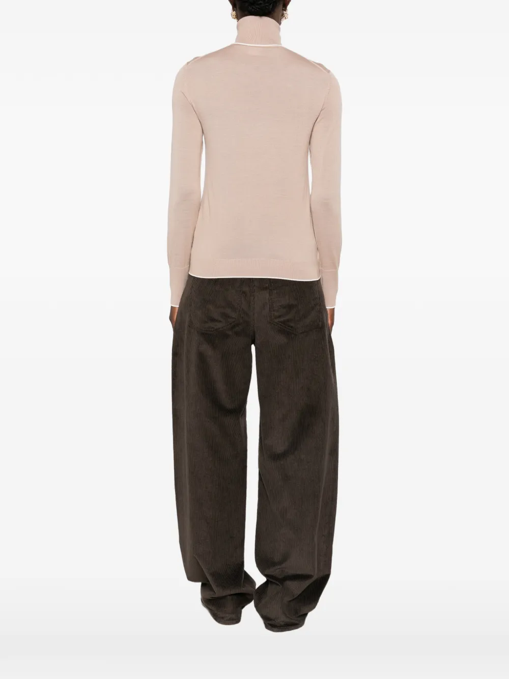Eleventy Contrast-trim Roll-neck Sweater in Neutrals, view 4