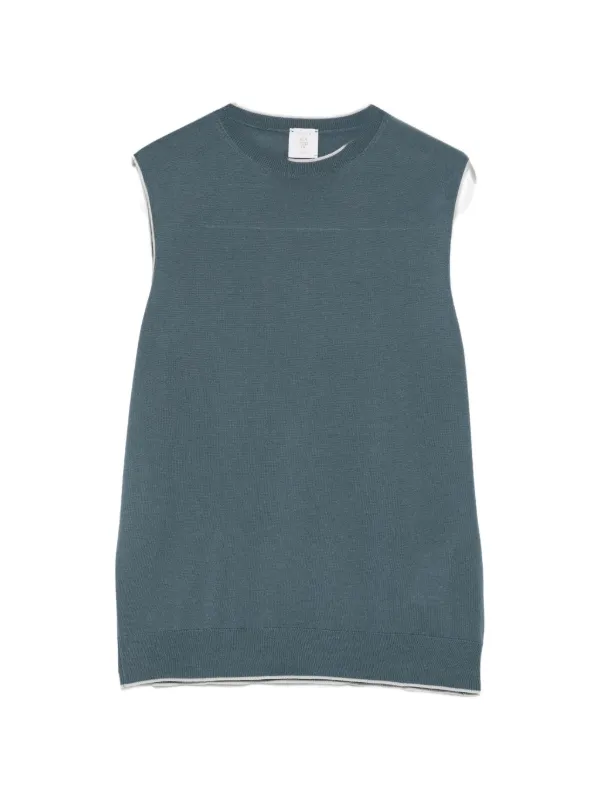 Eleventy Sleeveless Contrast-trim Sweater in Green