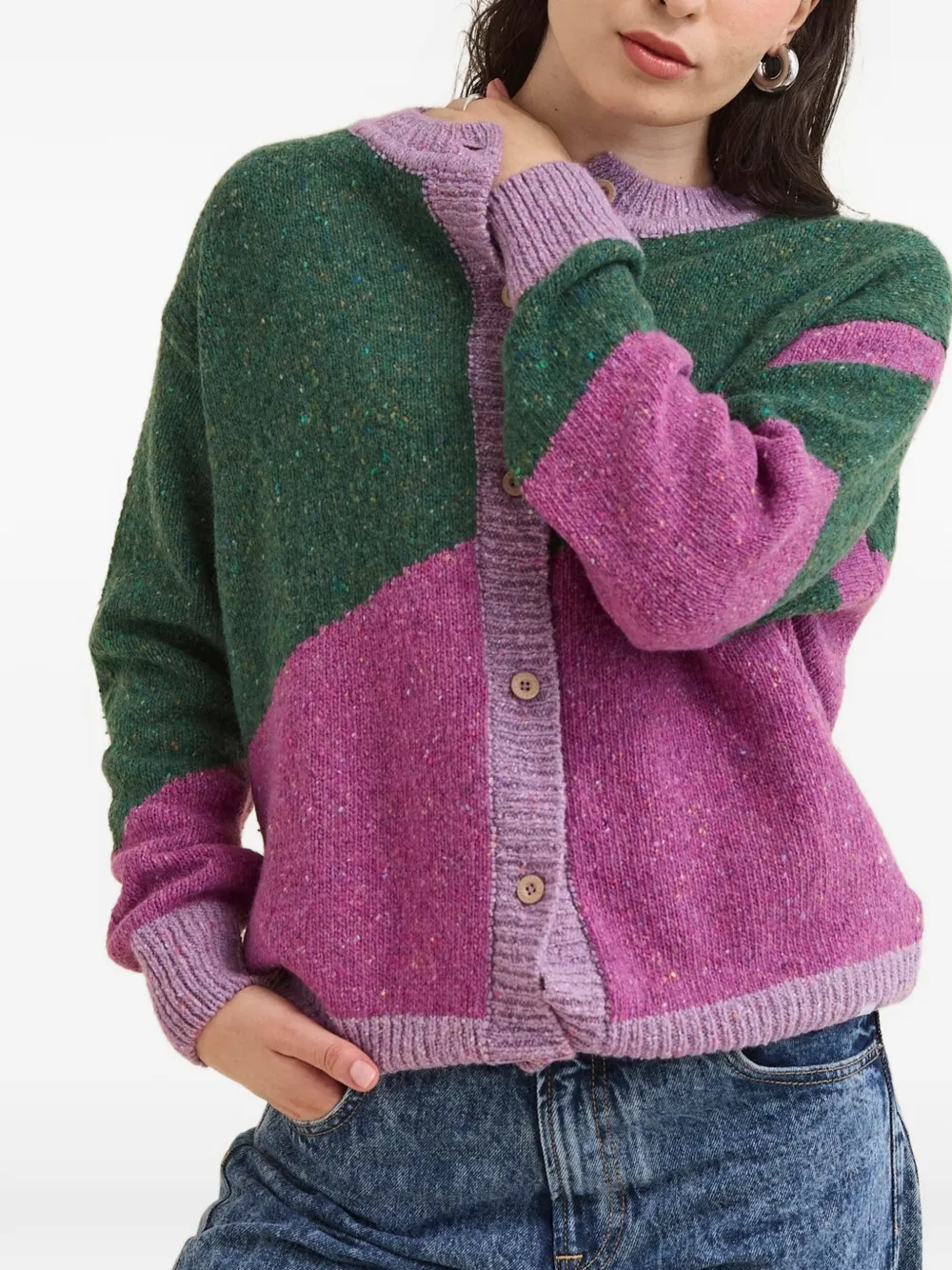 Favorite People Gebreid vest met colourblocking Groen