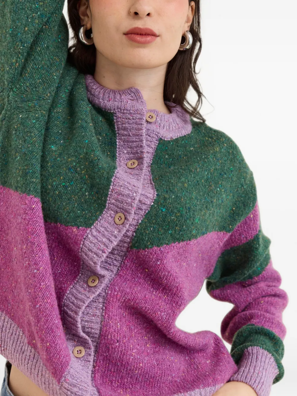 Favorite People Gebreid vest met colourblocking Groen