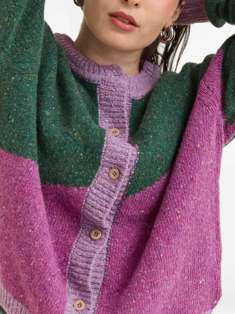 Favorite People Gebreid vest met colourblocking Groen