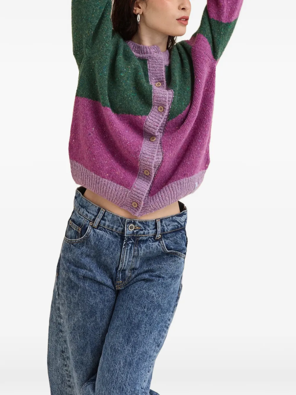 Favorite People Gebreid vest met colourblocking Groen