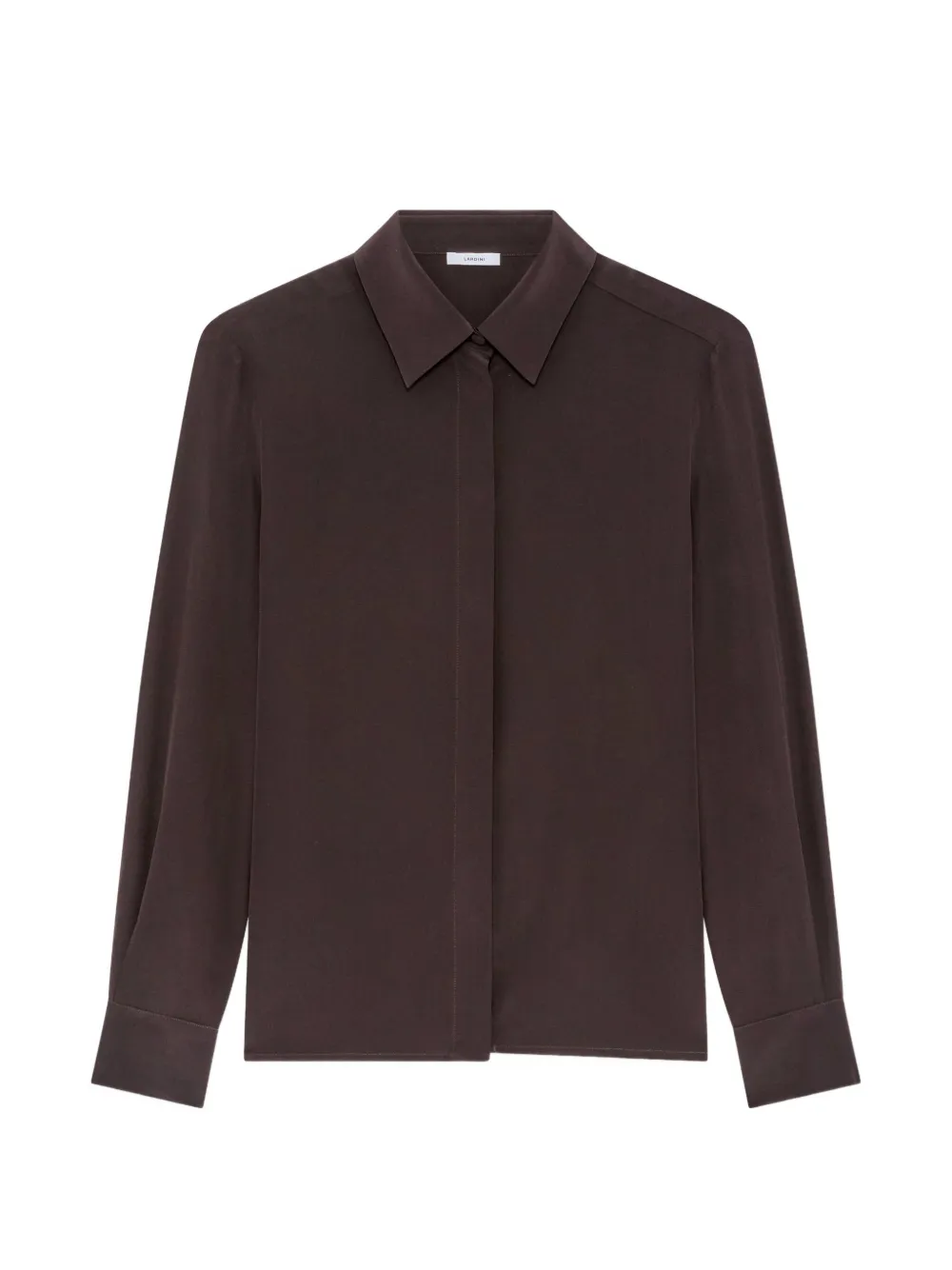 Lardini Long-sleeve Silk Shirt In Braun