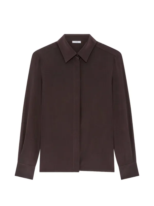 Lardini Long-sleeve Silk Shirt in Brown