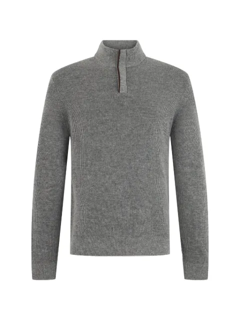 slowear ribbed-knit half-zip sweater