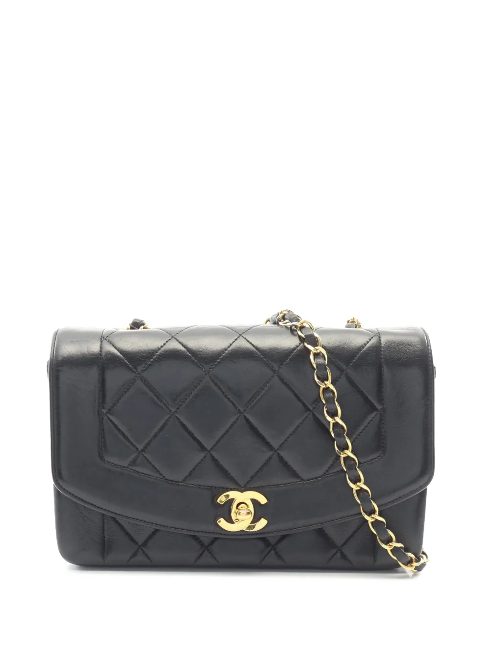 CHANEL Pre-Owned 1994-1996 kleine Diana Flap Umhängetasche aus Lammleder - Schwarz