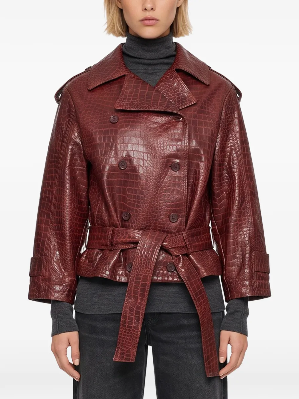 Salvatore Santoro crocodile-effect double-breasted jacket Rood