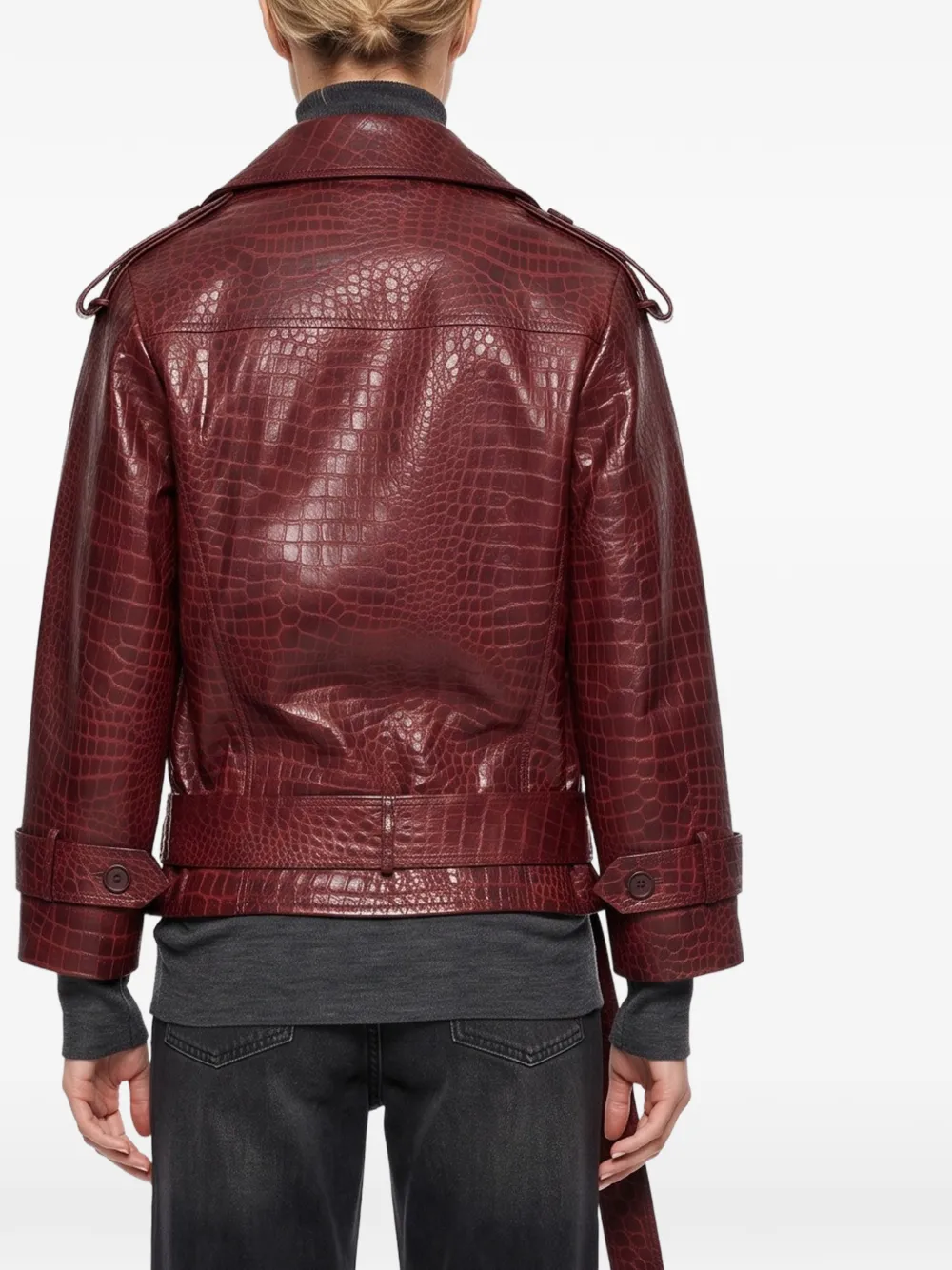 Salvatore Santoro crocodile-effect double-breasted jacket Rood