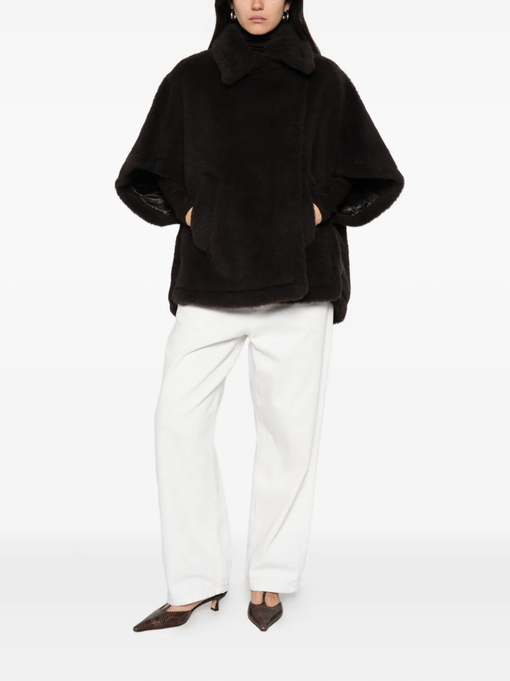 Max Mara Cape met zijzak Bruin