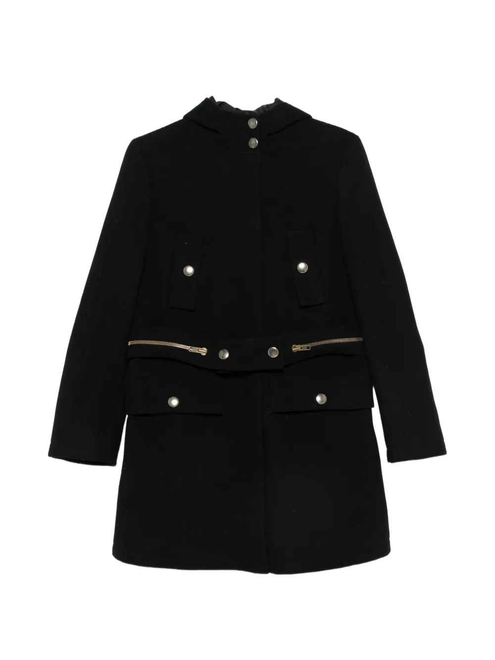 Miu Miu Pre-Owned 2000s hooded zip-detail coat - Black