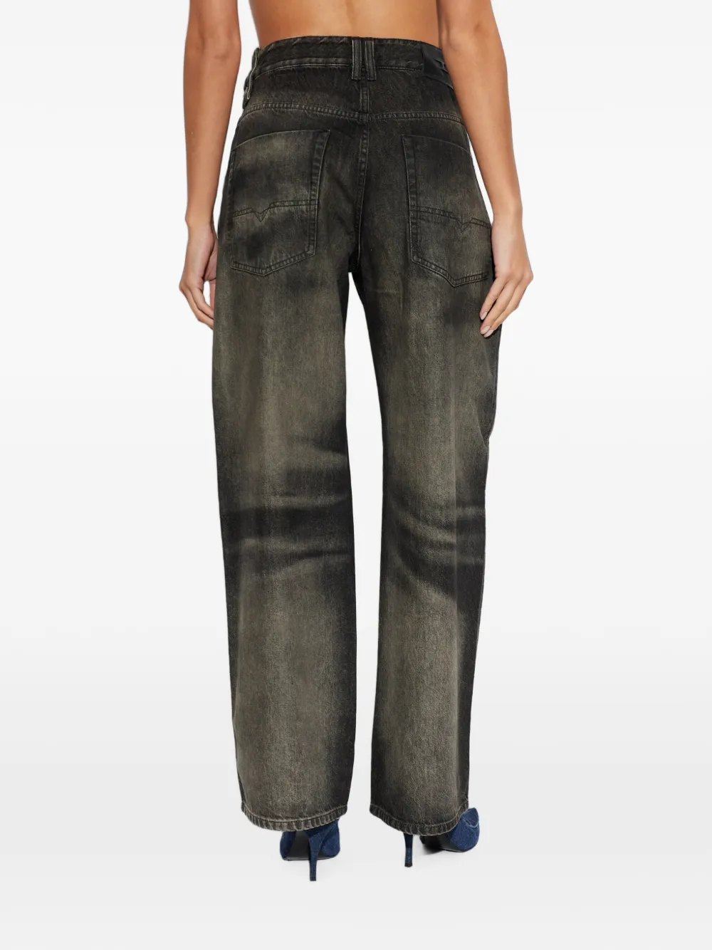 Diesel High-waist 1982 D-Hakou ruimvallende jeans Zwart
