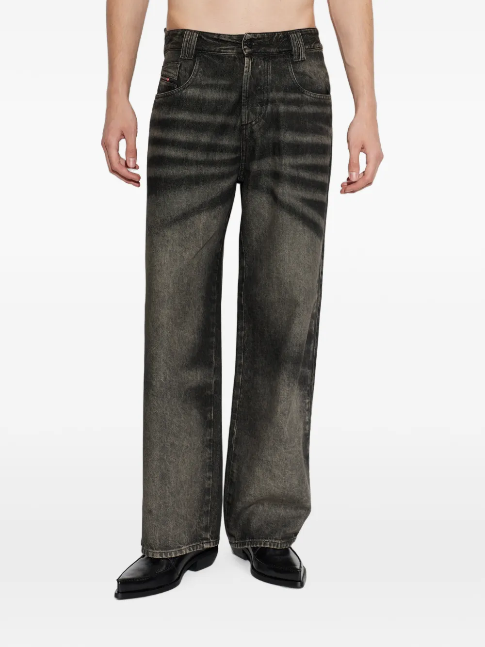 Diesel High-waist 1982 D-Hakou ruimvallende jeans Zwart