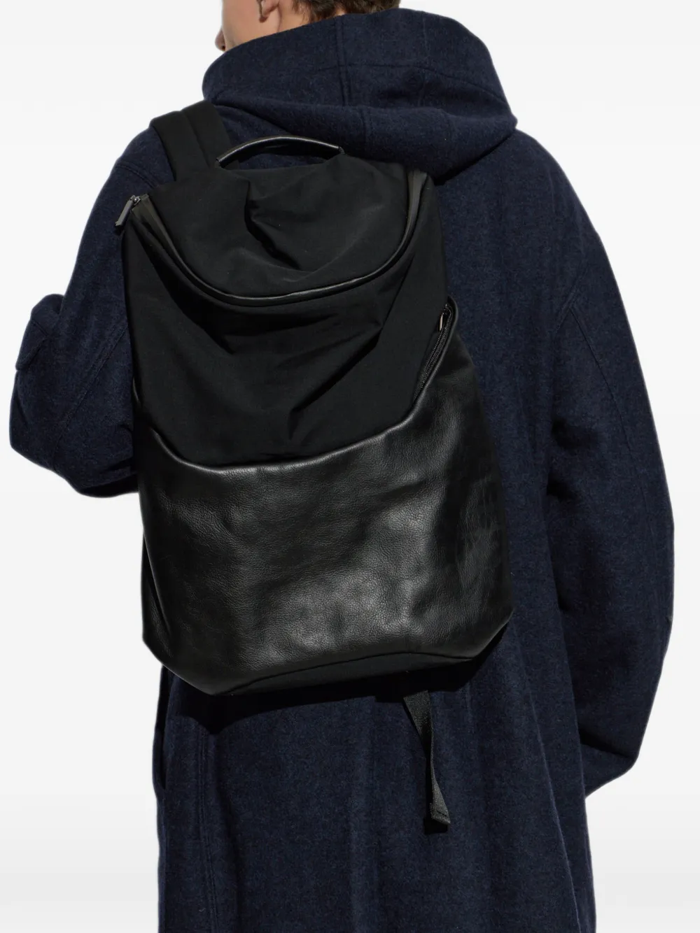 Yohji Yamamoto GB LEA NY-B Drape rugzak met vlakken Zwart