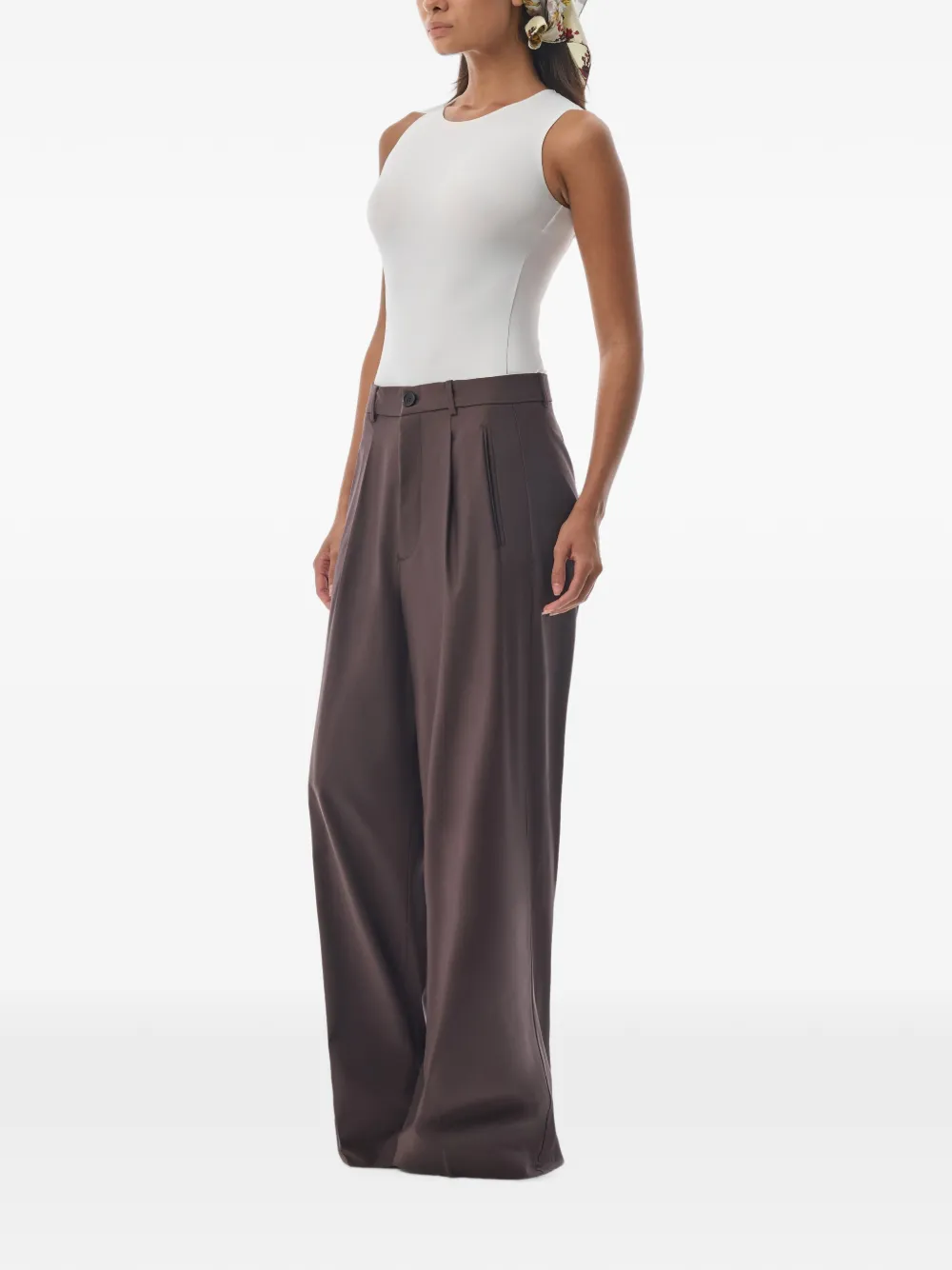 MEGUSTA High waist plooibroek Bruin