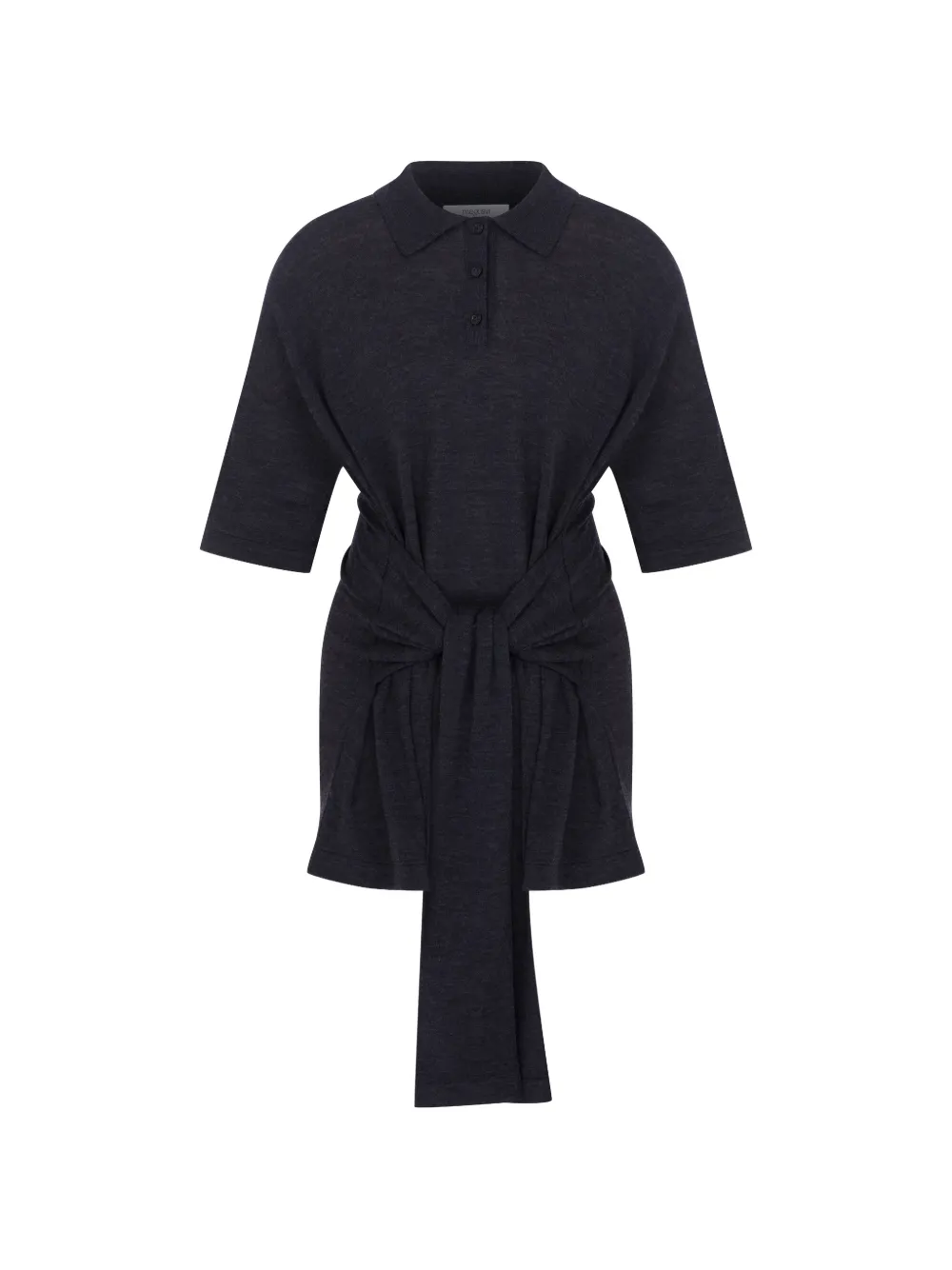 MEGUSTA oversized knot-detail polo shirt - Grigio