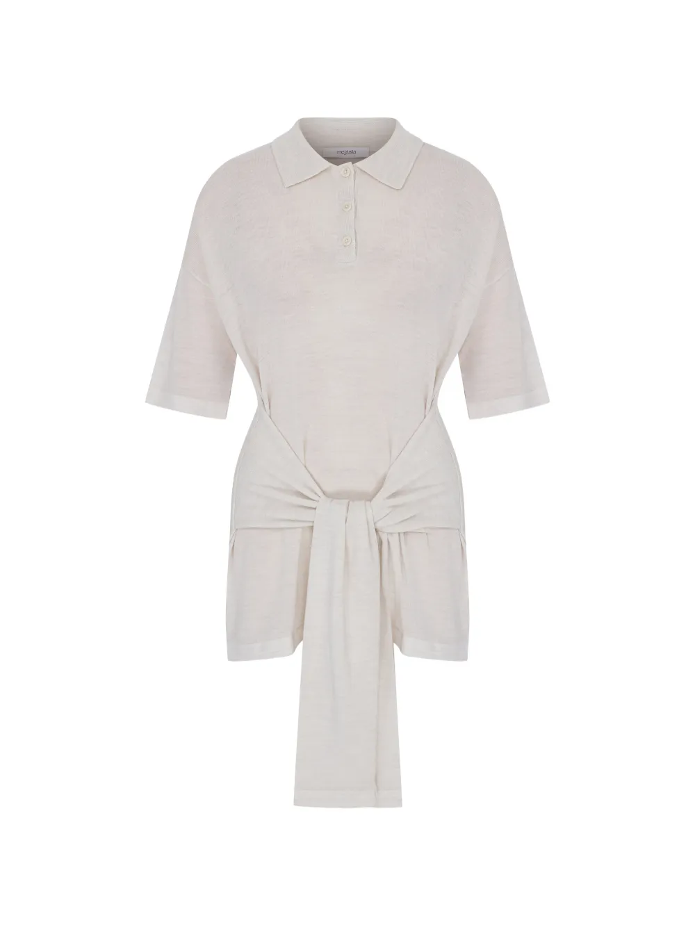 MEGUSTA oversized knot-detail polo shirt - Nude