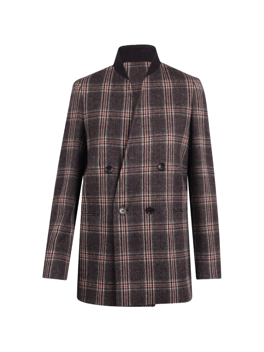 Max Mara double-breasted plaid blazer - Grigio