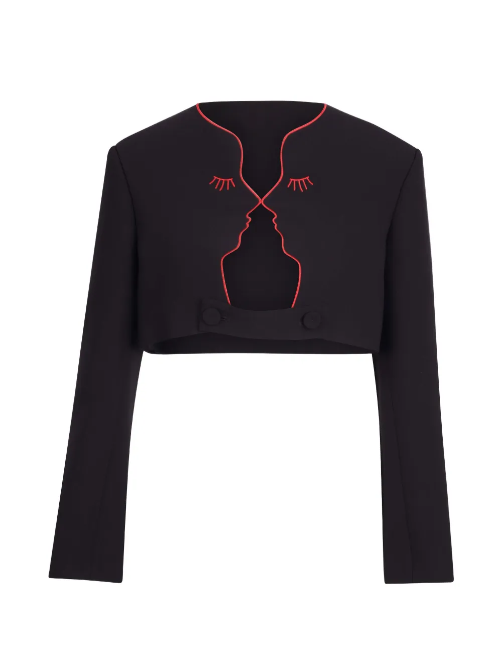 Vivetta Face-detail Cropped Jacket In Black