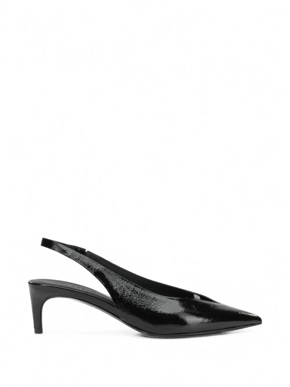 Del Carlo Paris 12103 Patent-finish Slingback Pumps In Black