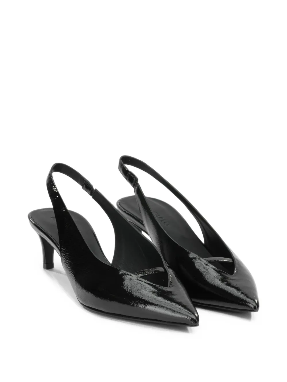 Del Carlo Paris 12103 patent-finish slingback pumps Zwart