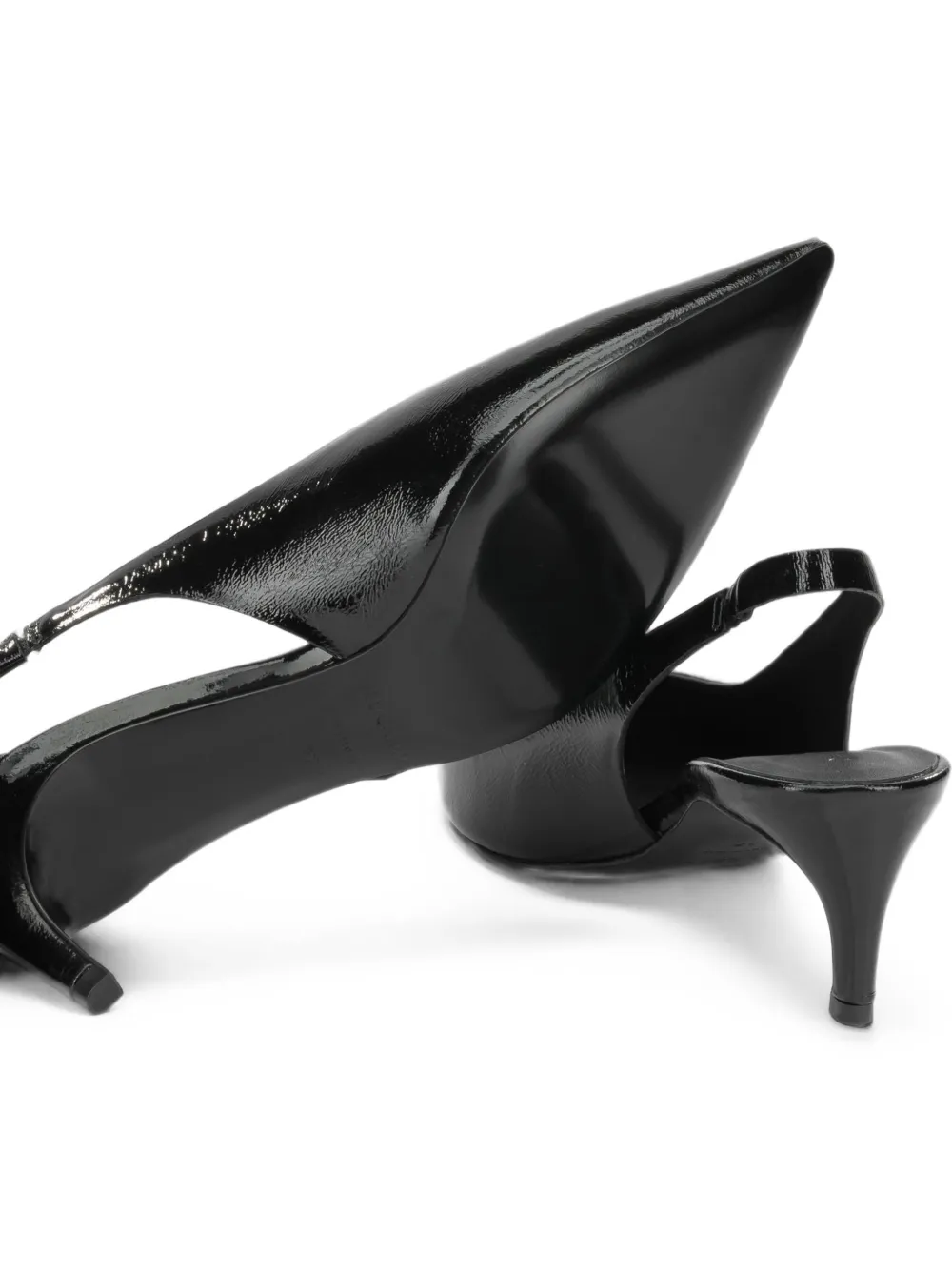 Del Carlo Paris 12103 patent-finish slingback pumps Zwart