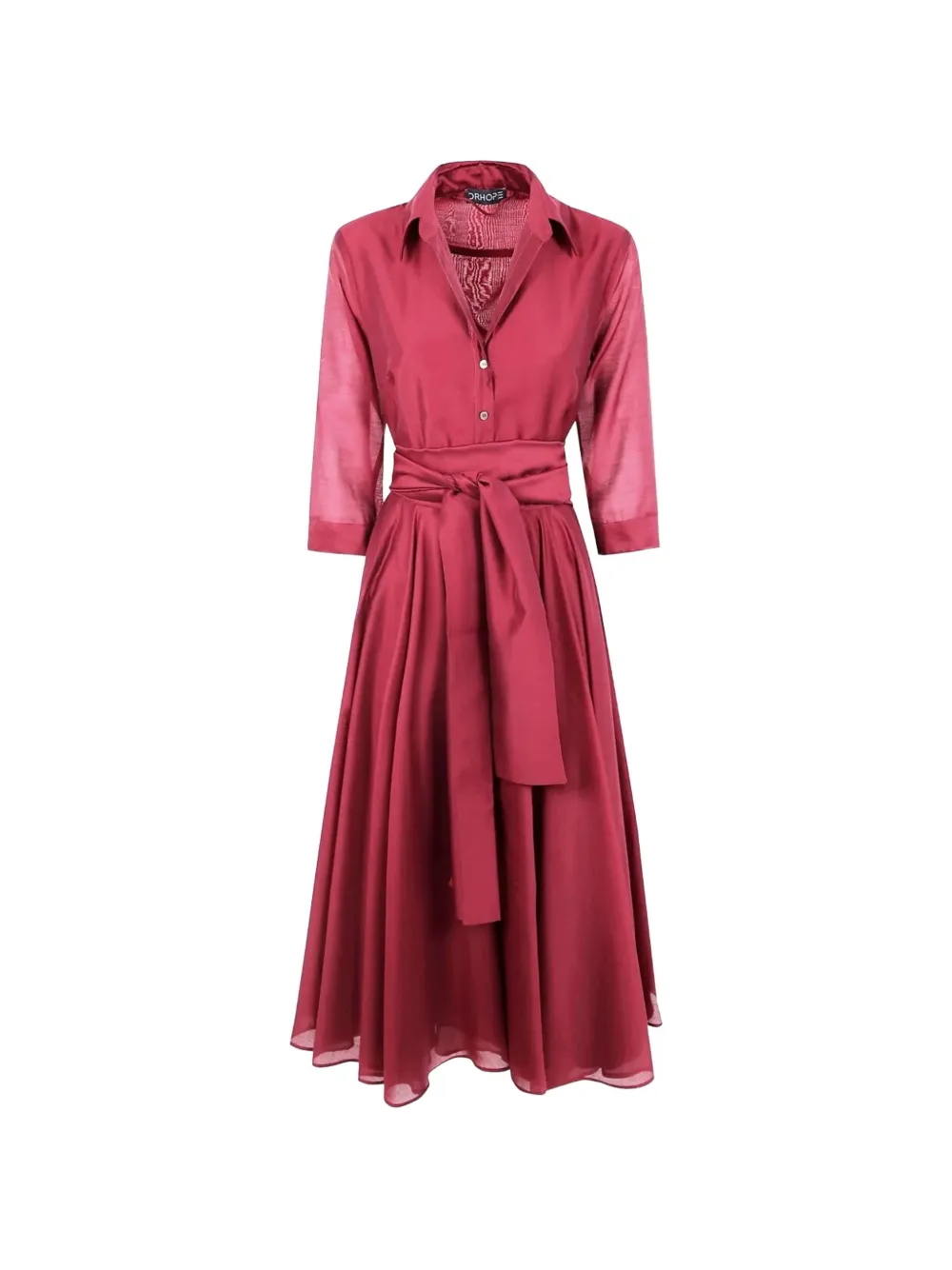 Drhope Belted Flared-skirt Midi Dress In Red