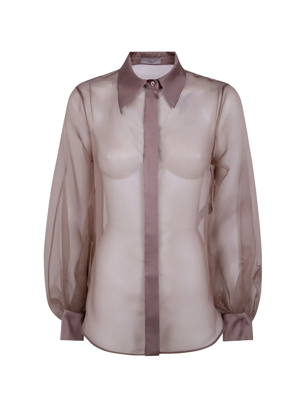 D.Exterior silk organza long-sleeve shirt