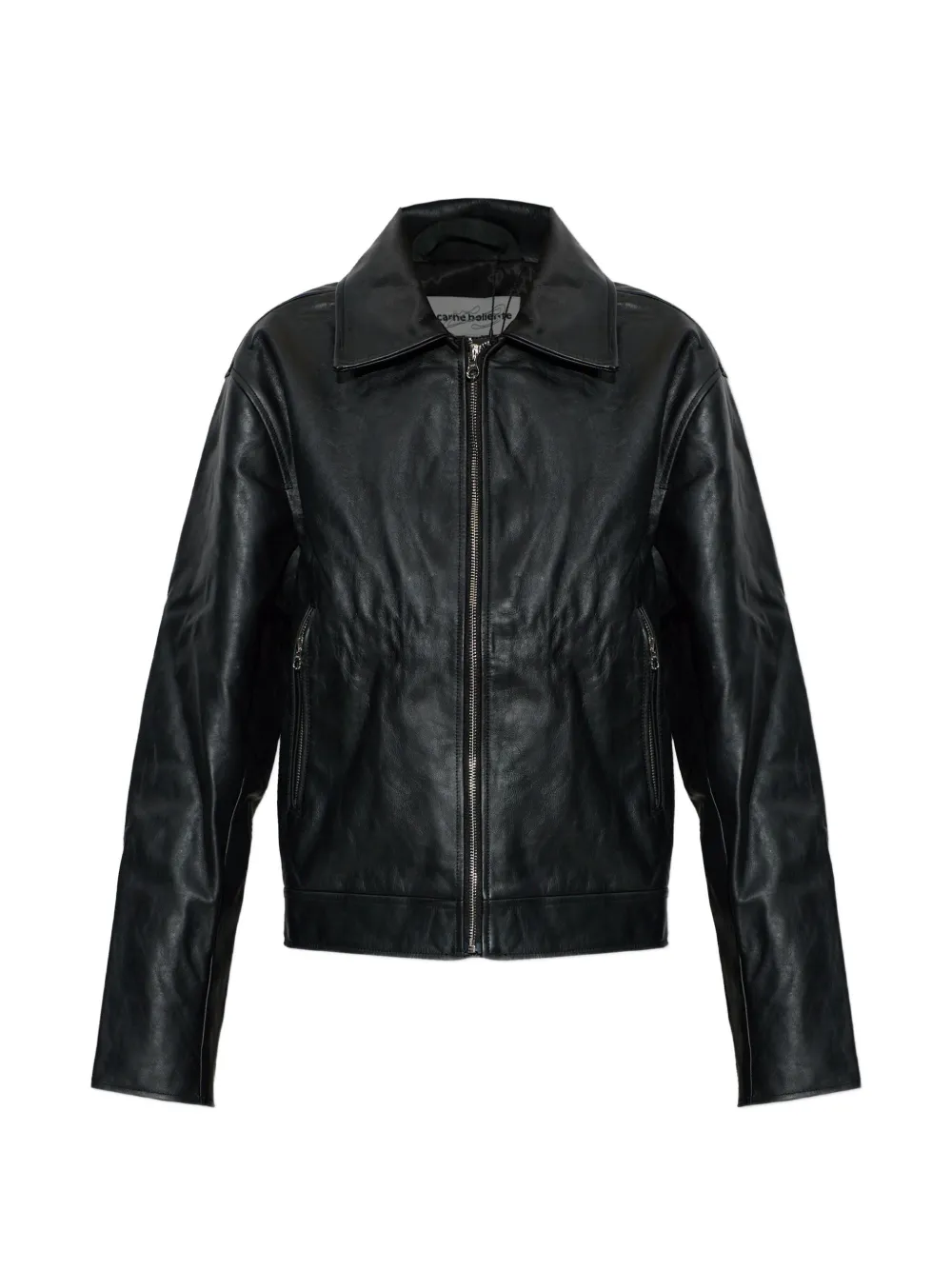 CARNE BOLLENTE embroidered leather jacket - Nero
