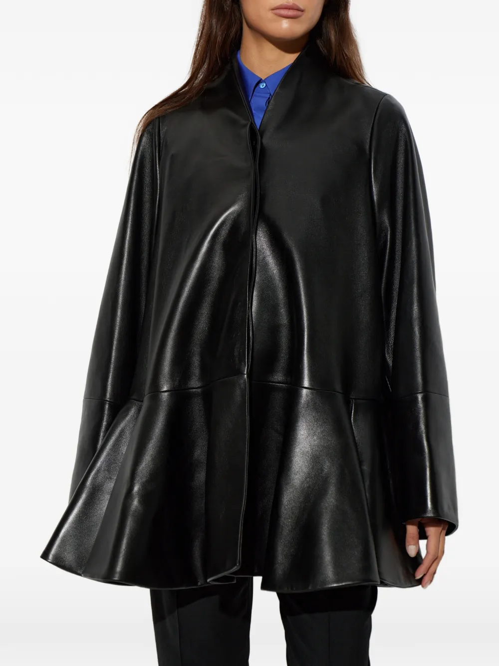 LOEWE Peplum leren jas Zwart