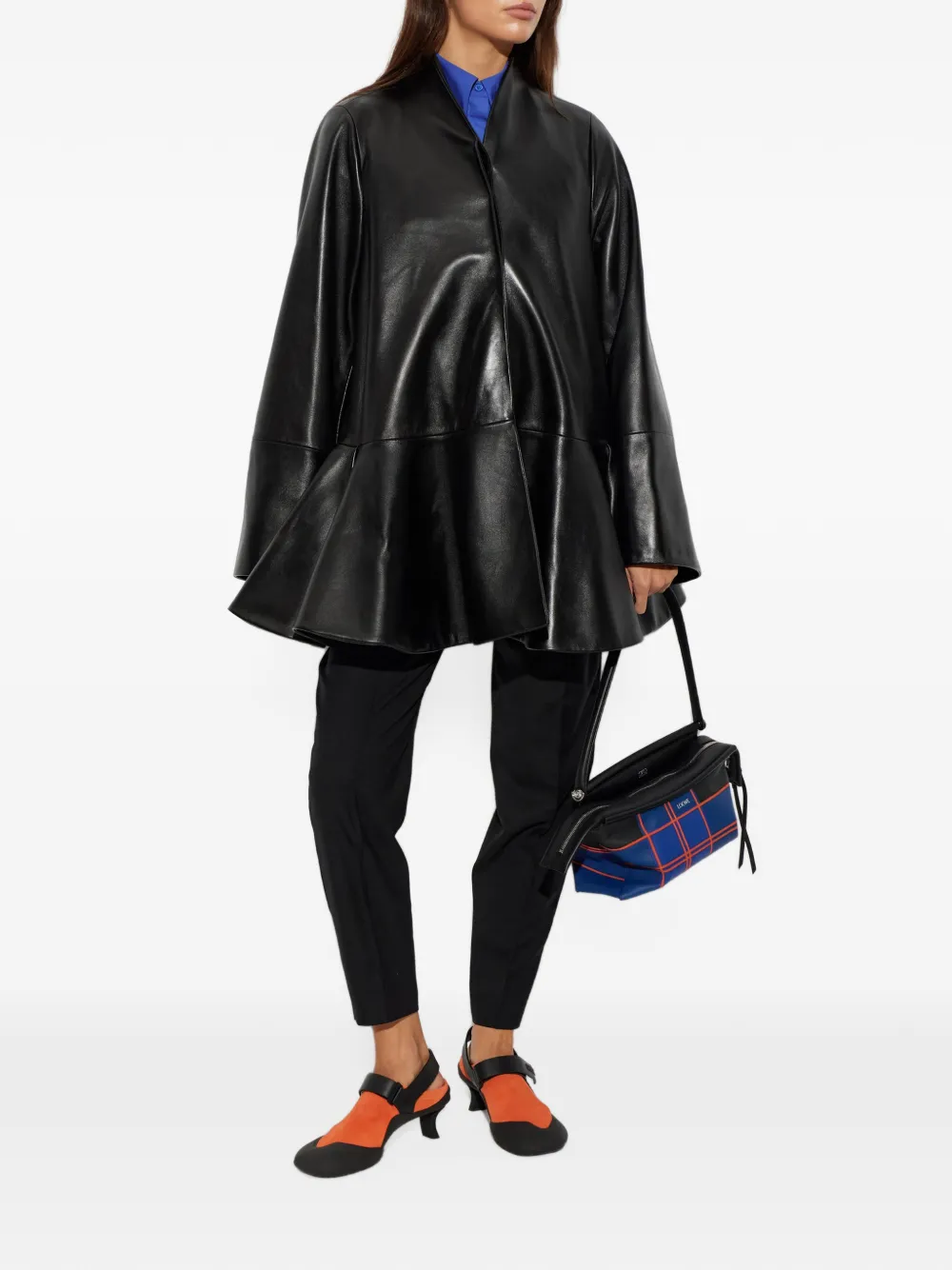 LOEWE Peplum leren jas Zwart