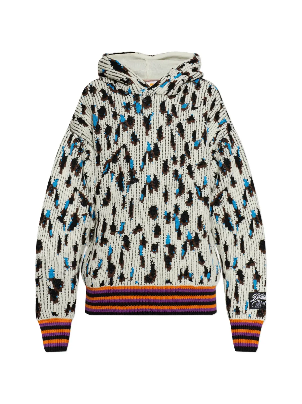PDF intarsia-knit striped-trim hoodie - Toni neutri