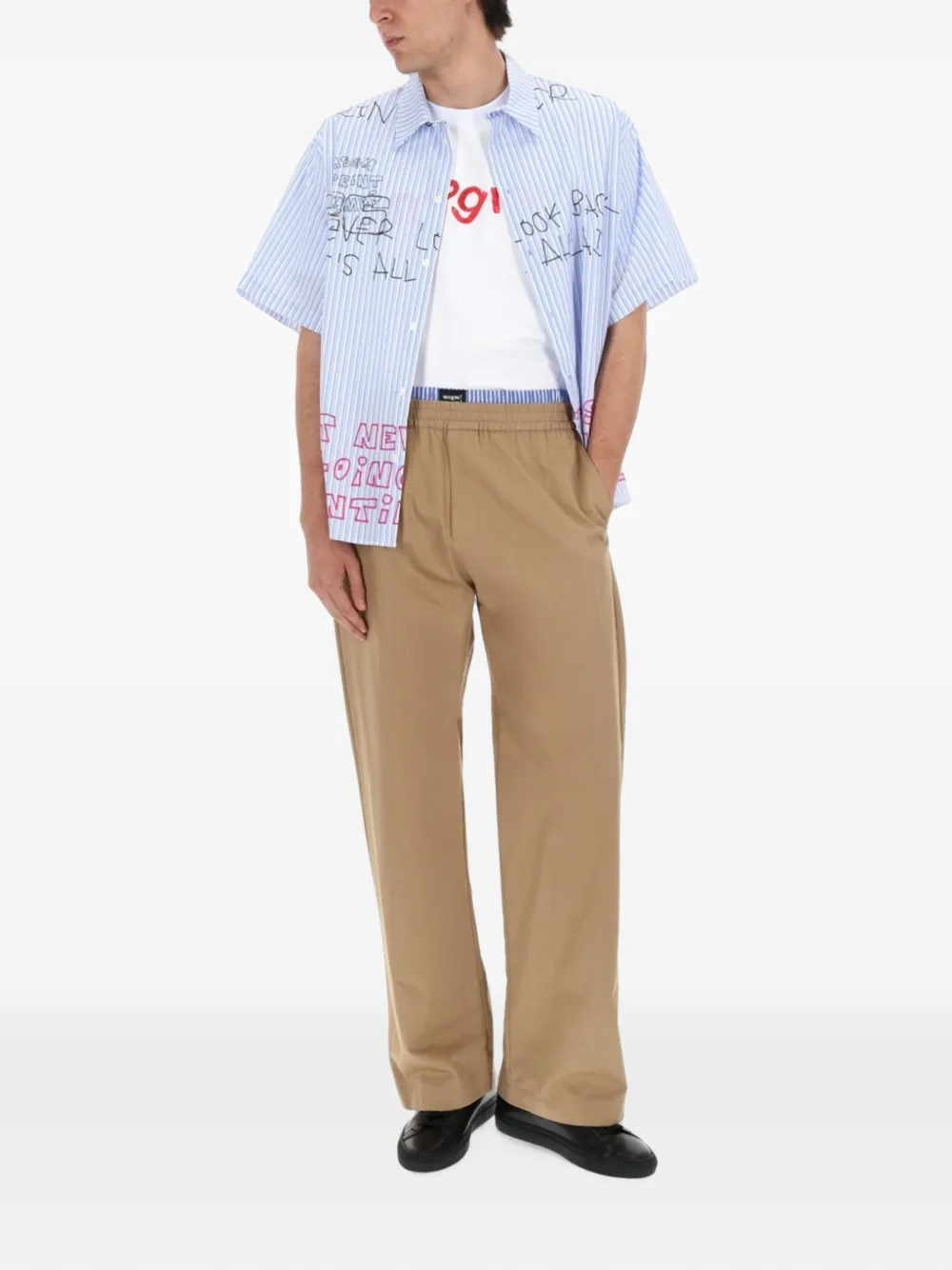 MSGM slogan-print striped shirt Wit