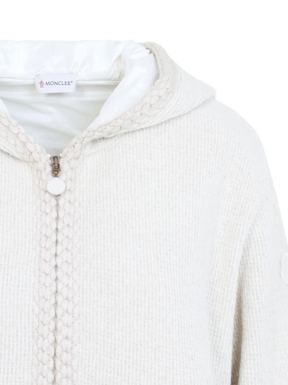 Moncler Waffle gevlochten hoodie van honingraatbreisel Beige