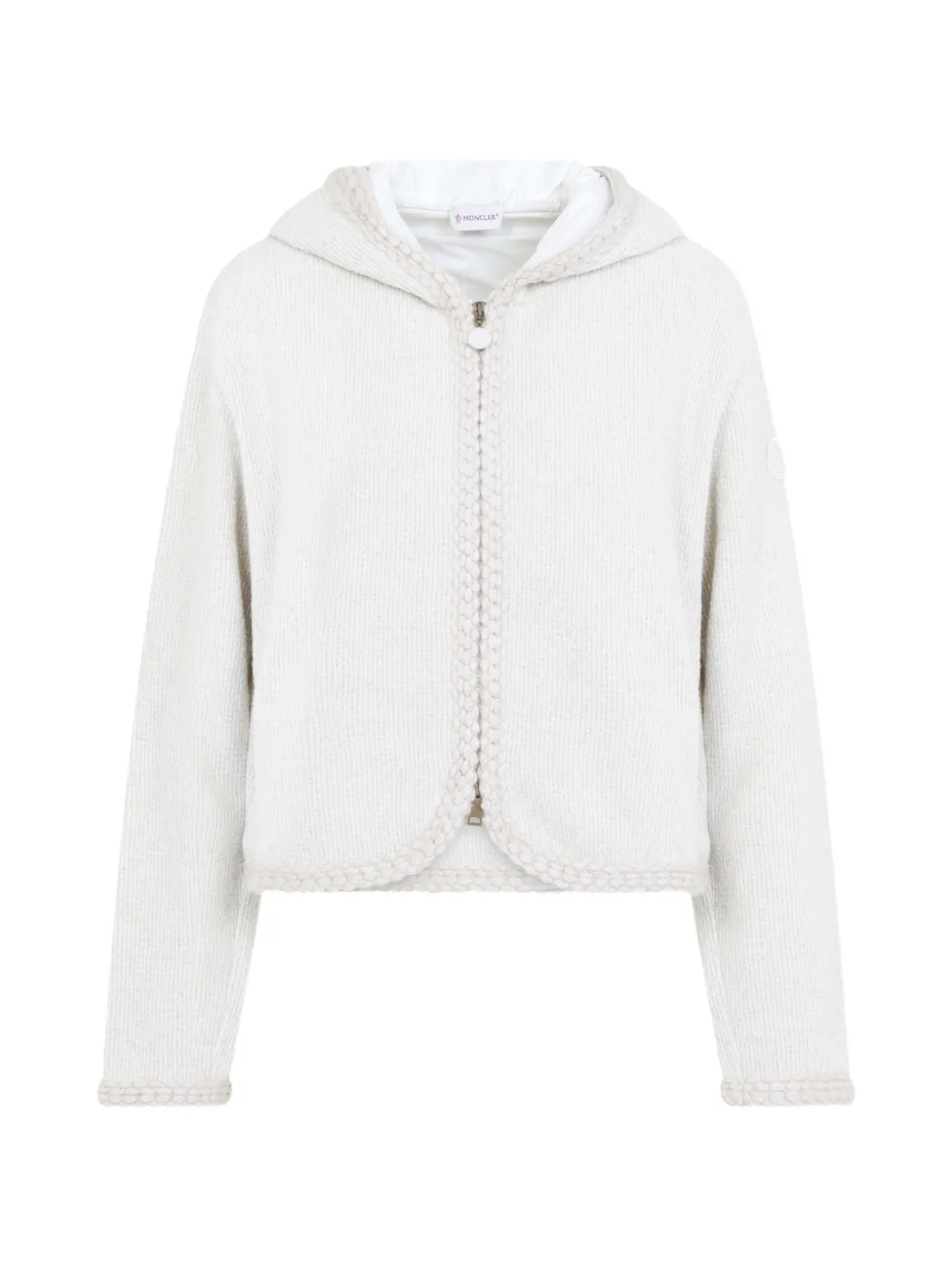 Moncler Waffle gevlochten hoodie van honingraatbreisel Beige